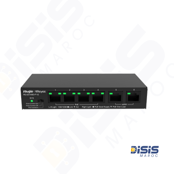 Commutateur de bureau non géré à 6 ports 10\/100 Mbps RG-ES106D-P V2